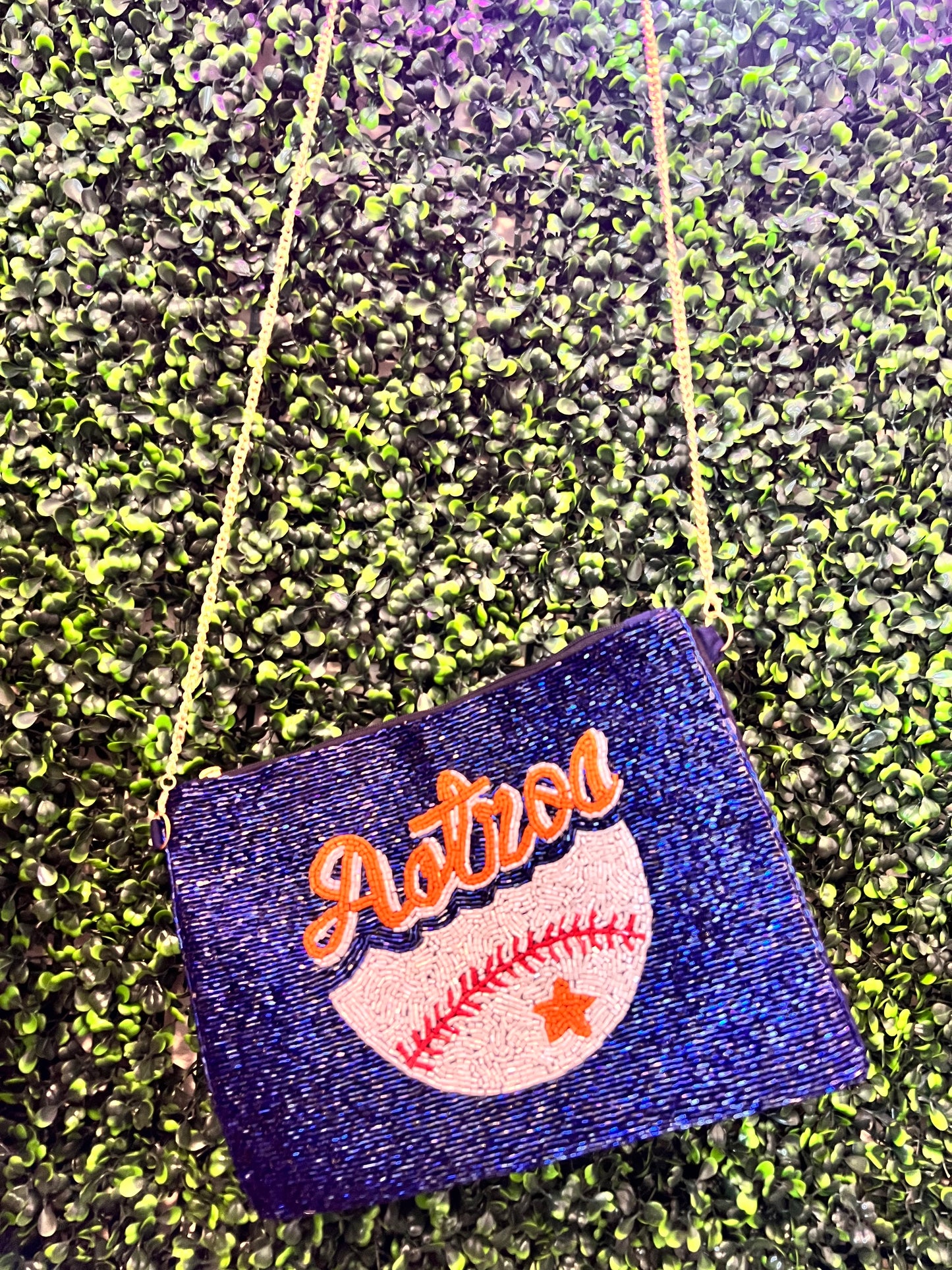 Astros Blue Beaded Purse