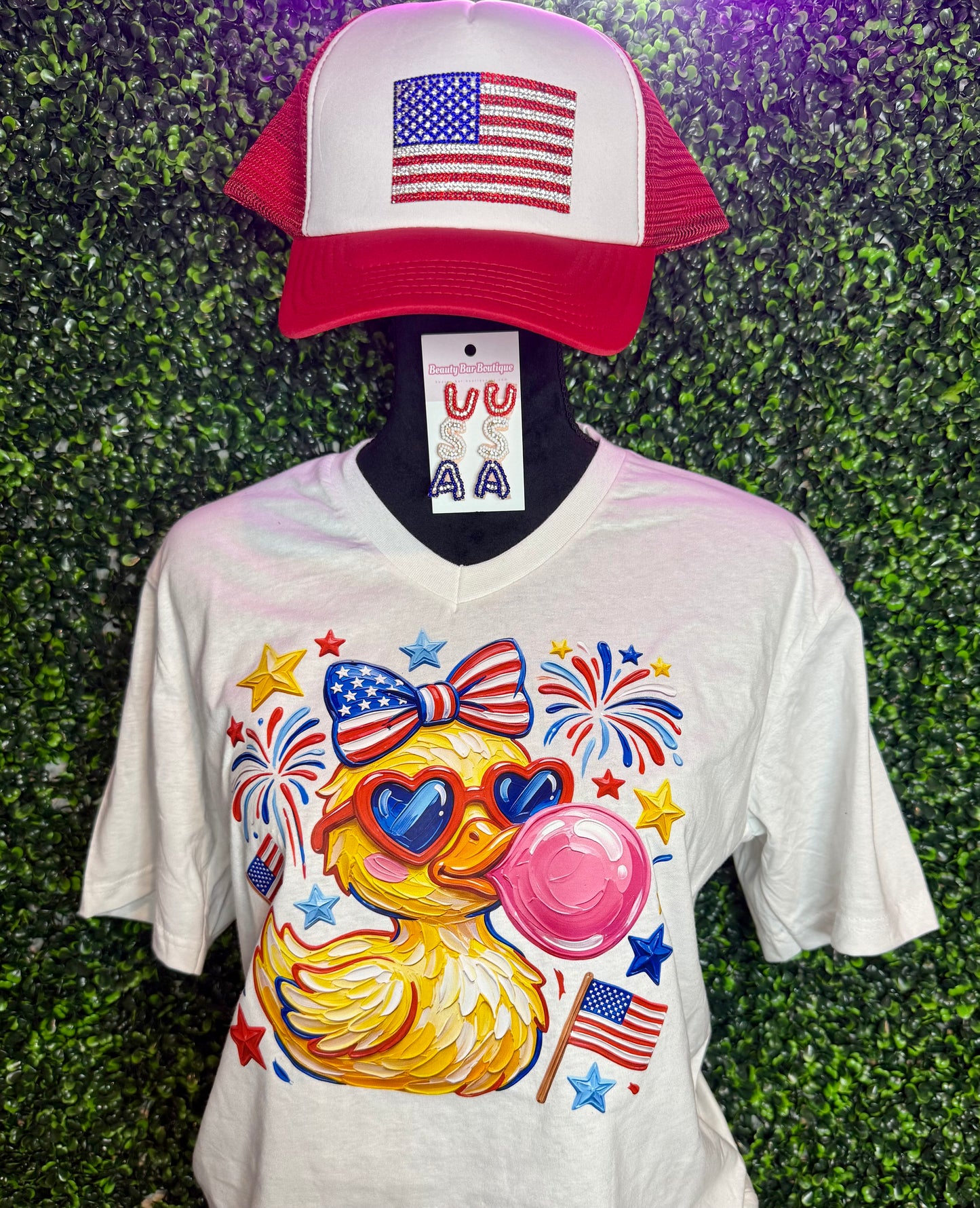 Patriotic Duck V-Neck Tee