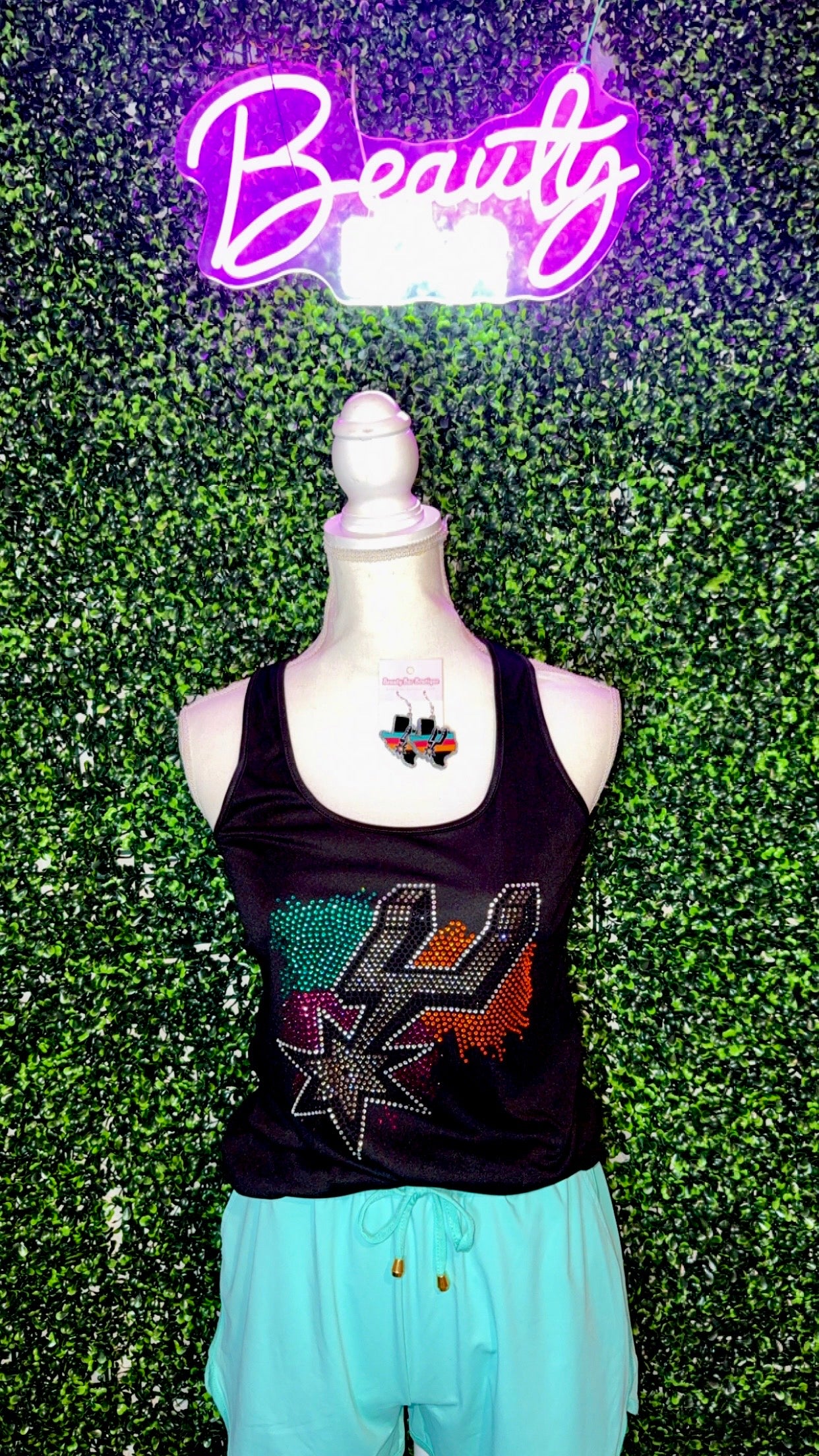 Spurs Rhinestone Splash Racerback Tank Top