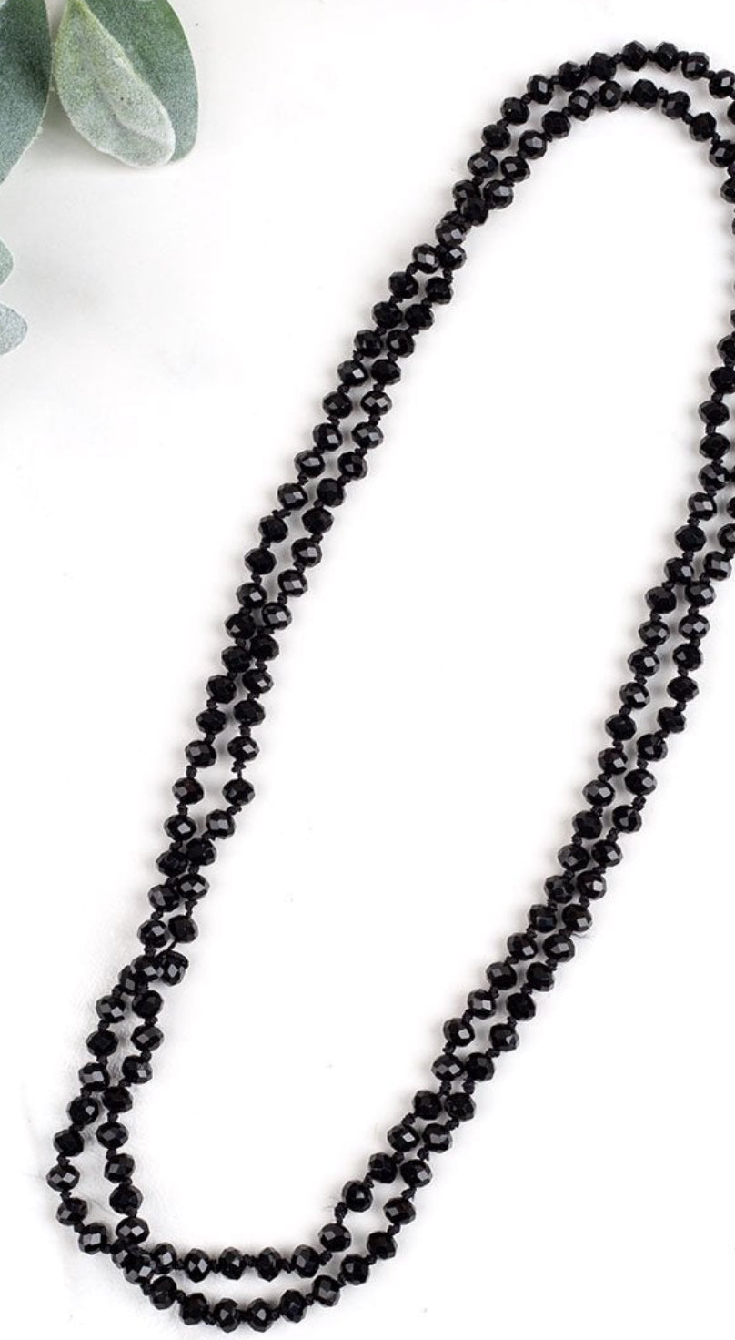 Double Wrap Beaded Necklace- Black