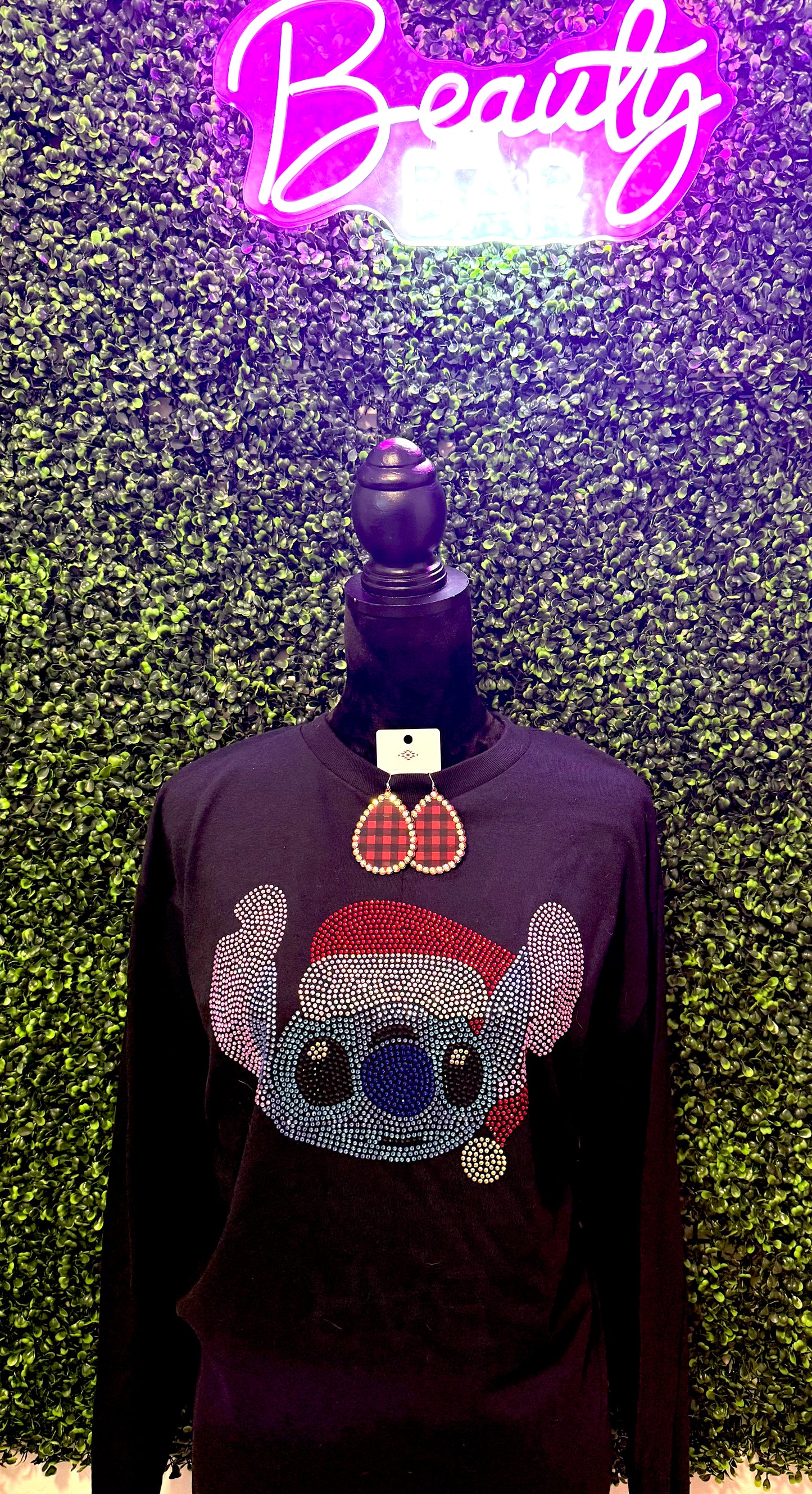 Stitch Christmas Rhinestone Long Sleeve