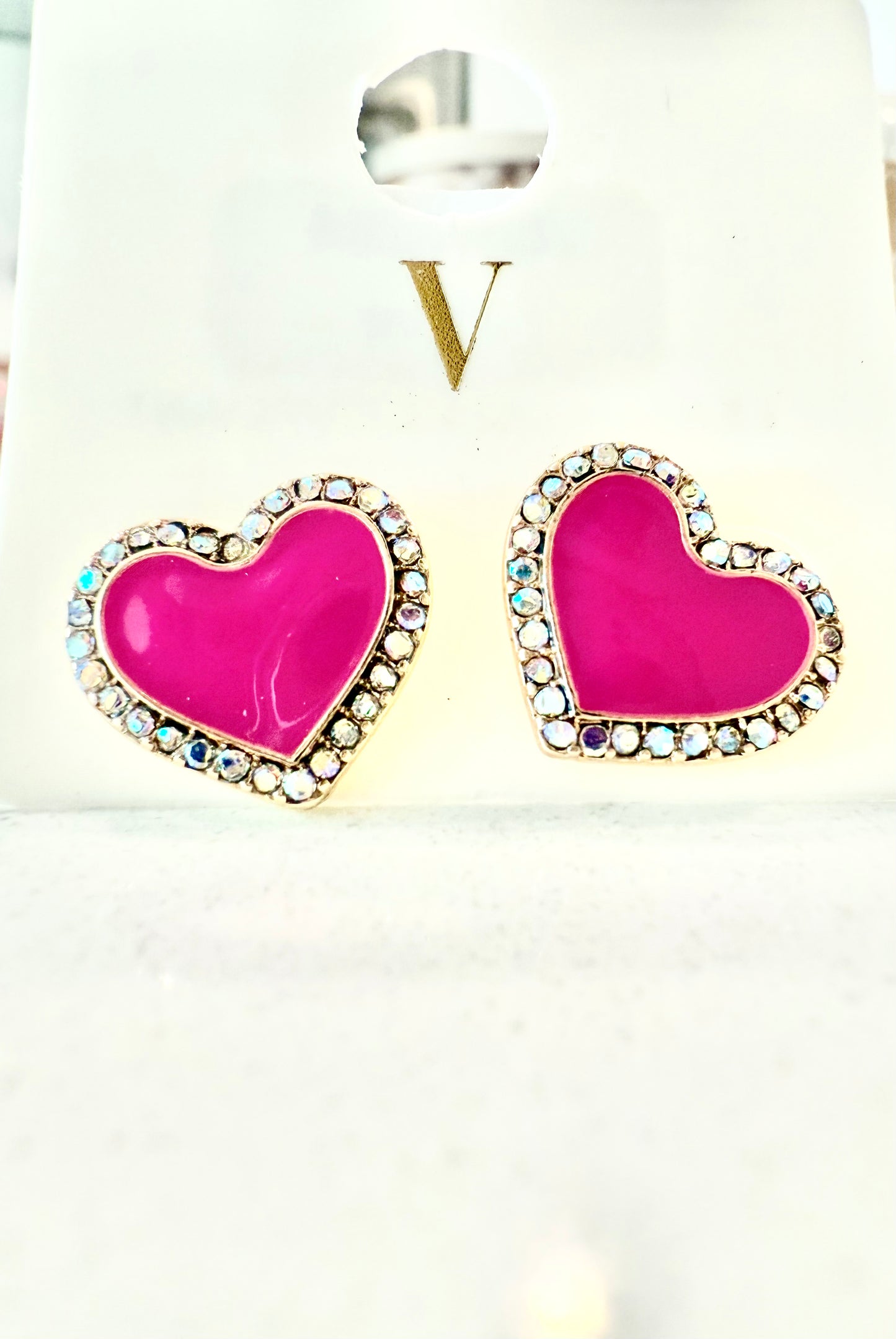 Pink Heart Stud Earrings