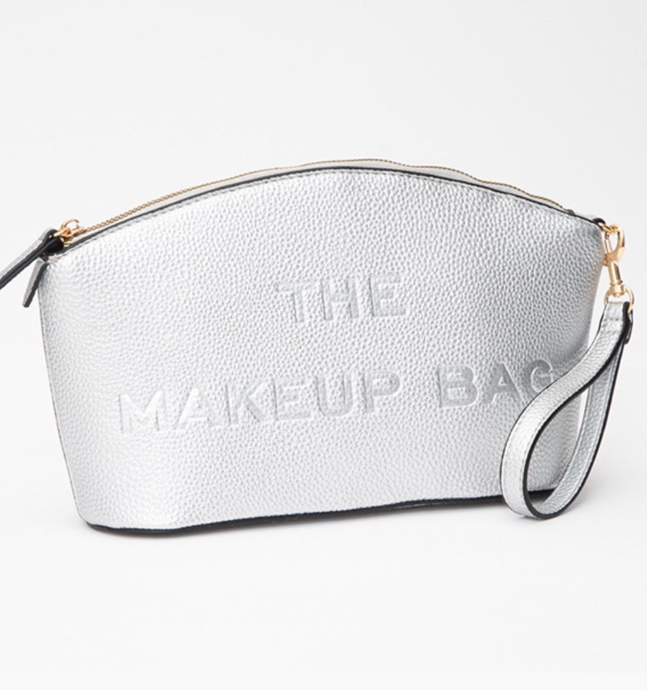 Silver Embossed The Makeup Bag
