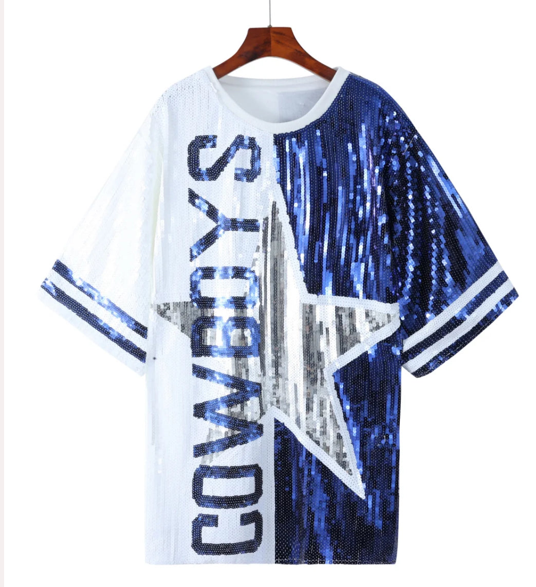 DC Blue & White Sequin Dress/Top