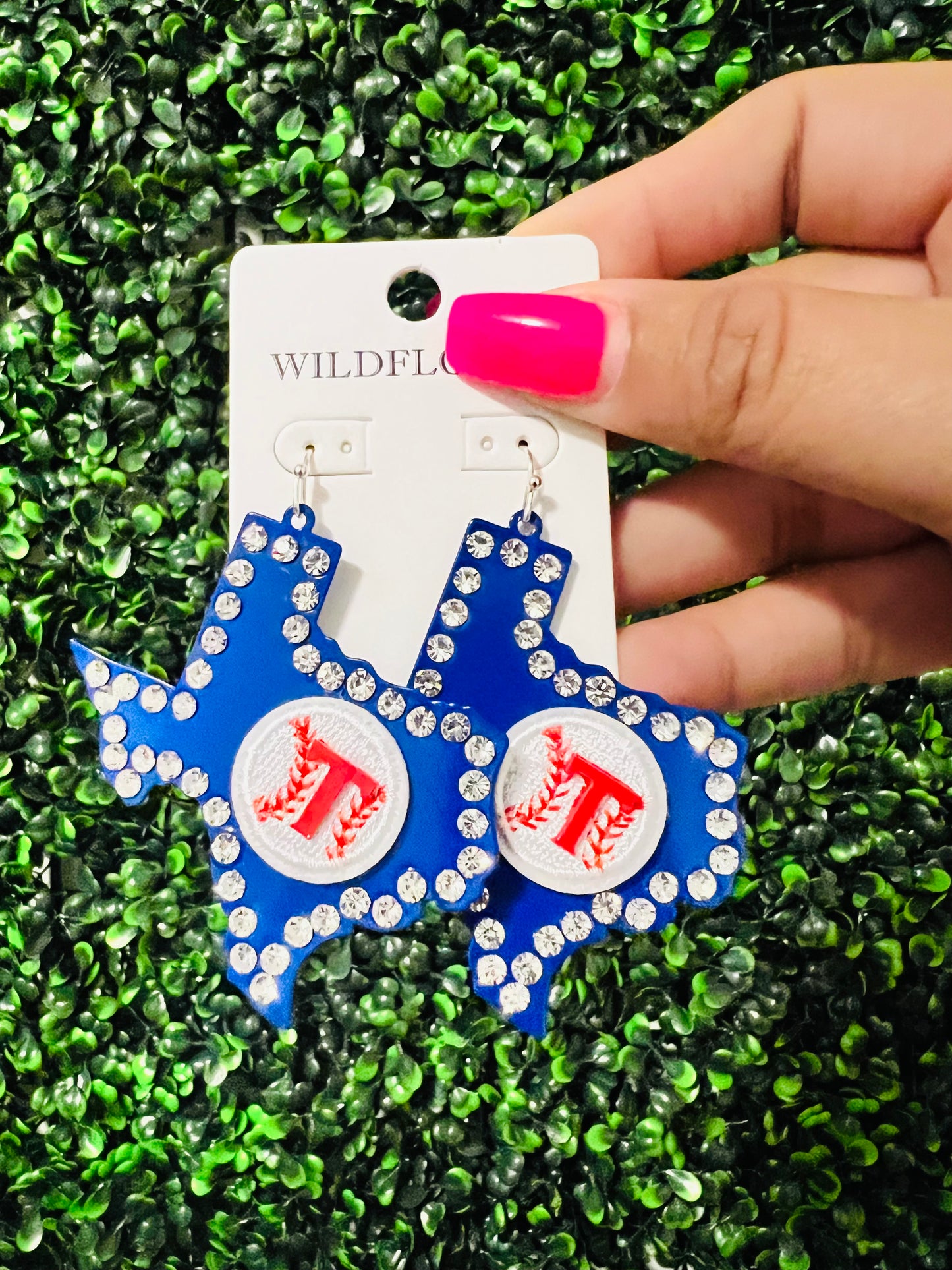 TX Rangers Bling Earrings