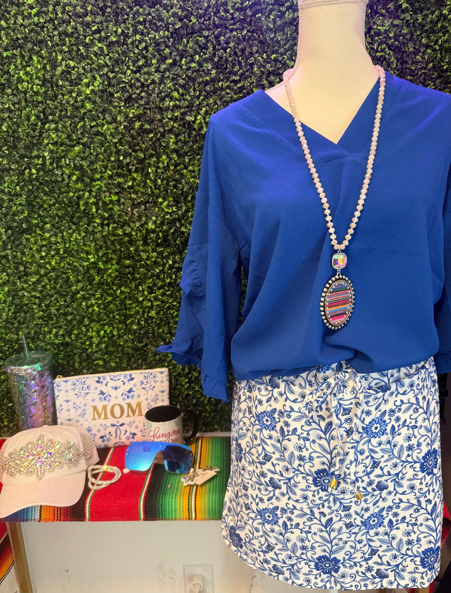 Aly & Co Ruffle Sleeve Top, Royal Blue