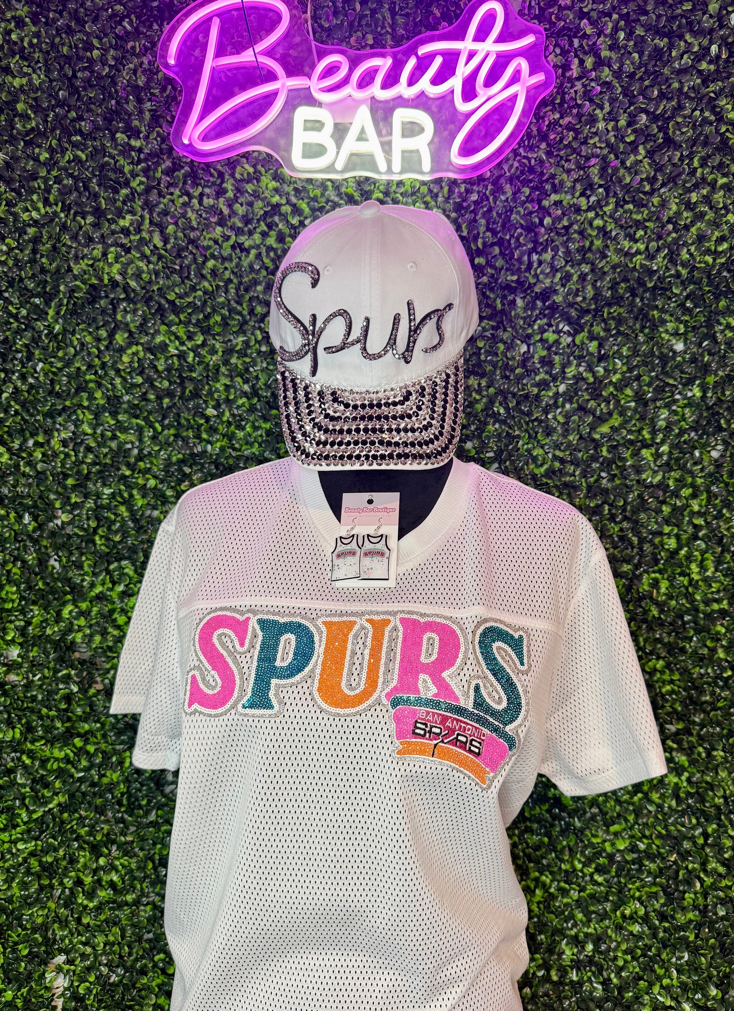 Spurs V-Neck Crop - White