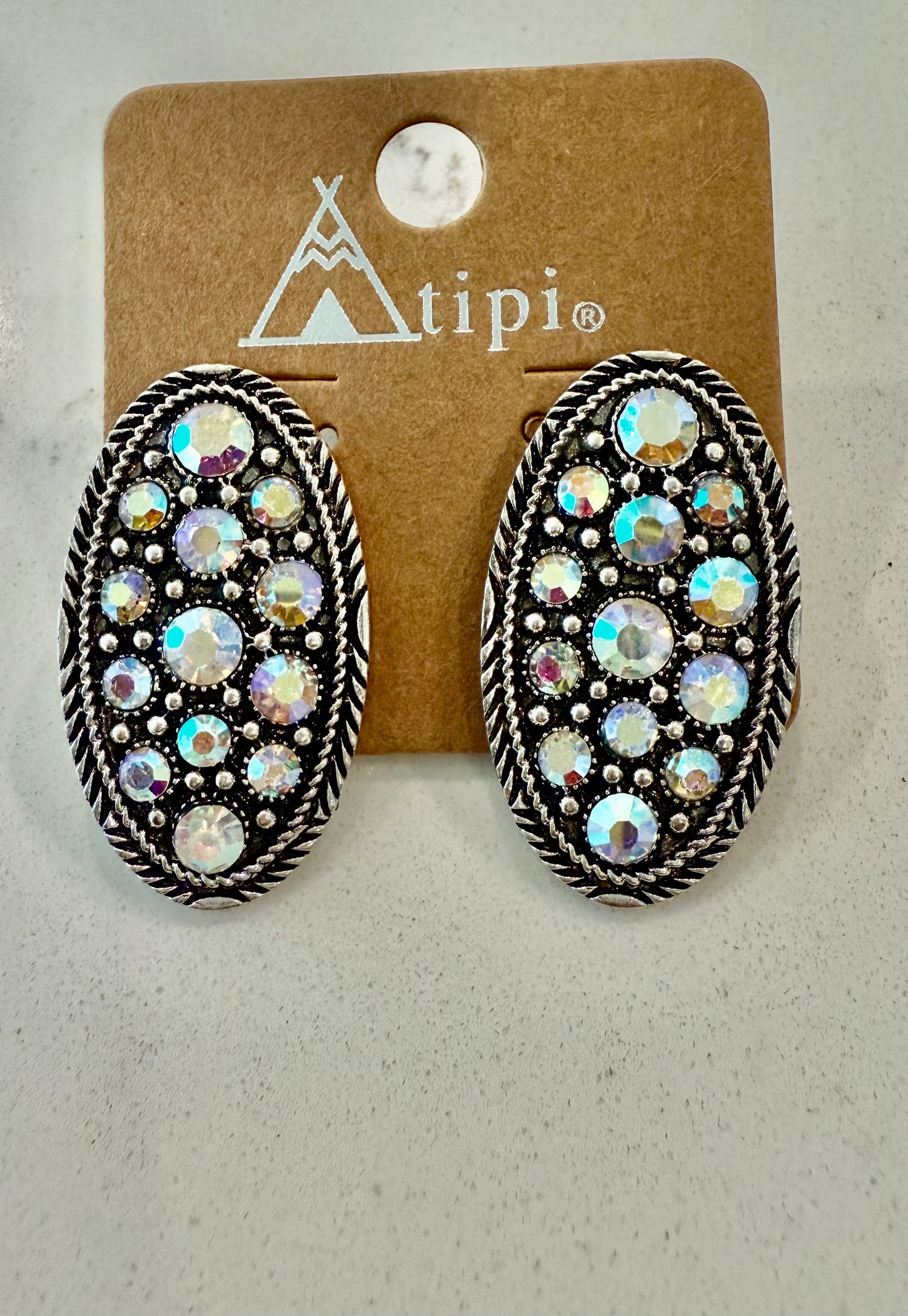 Bling Oval Stud Earrings