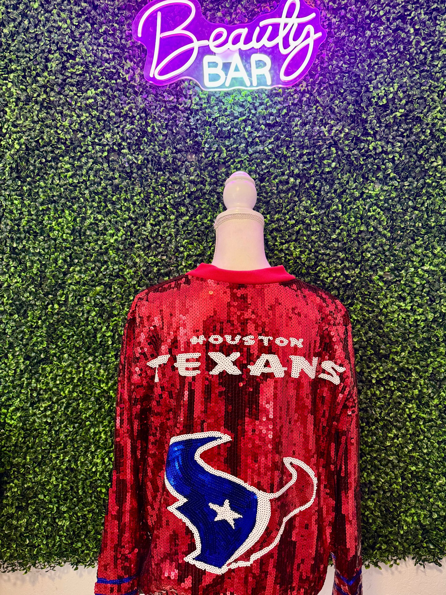 HTX Red Sequin Bomber Jacket