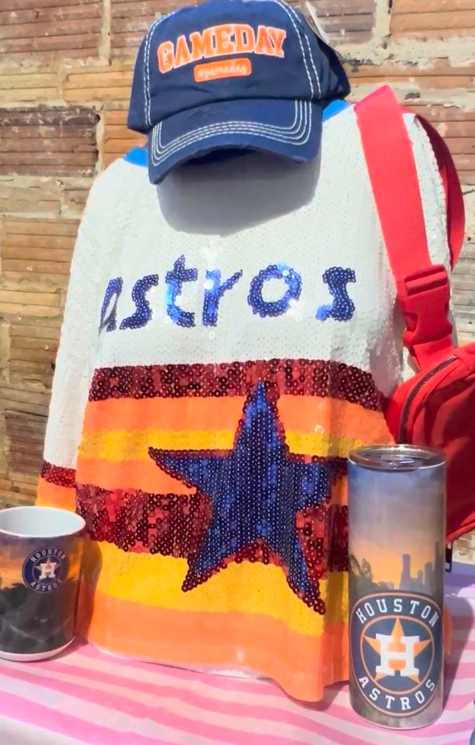 Astros White Sequin Crop Top