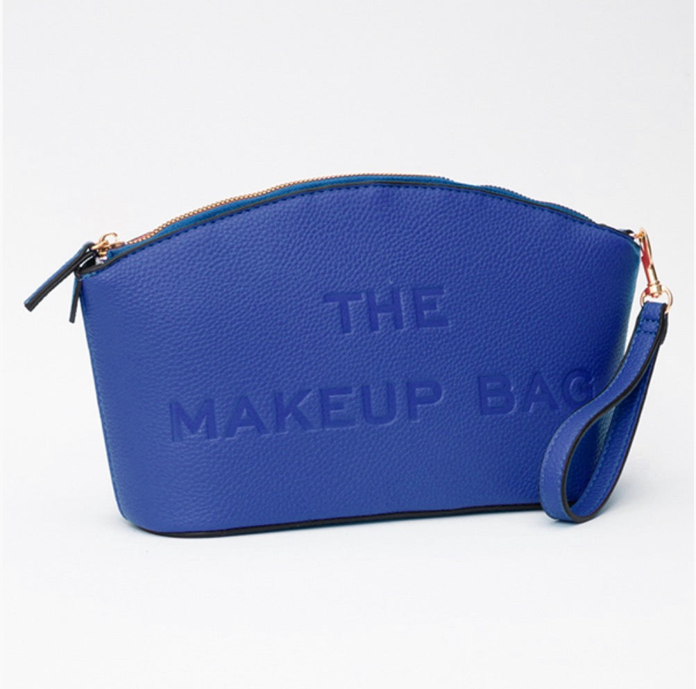 Blue Embossed The Makeup Bag