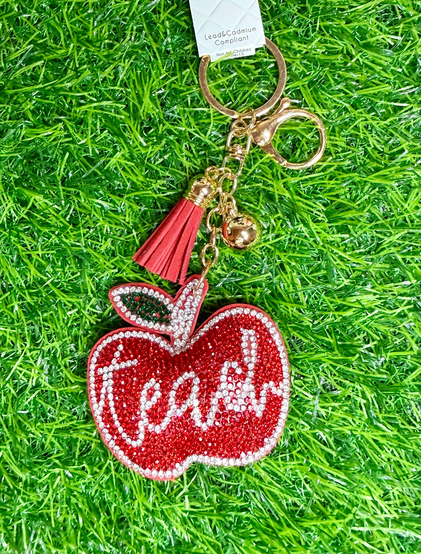 Bling Teach Apple Keychain