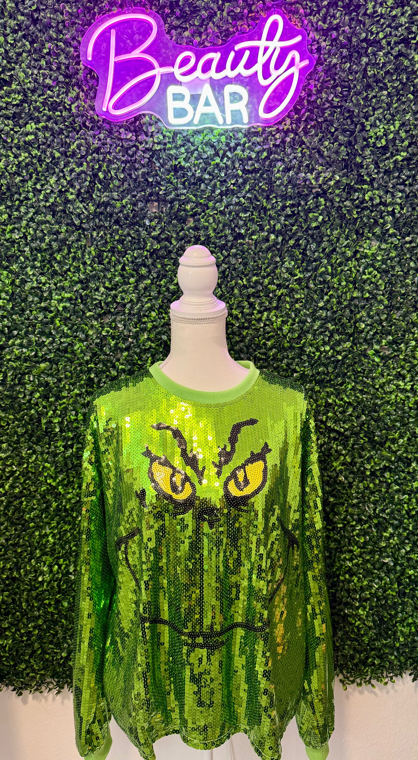 Sequin Grinch Long Sleeve Top