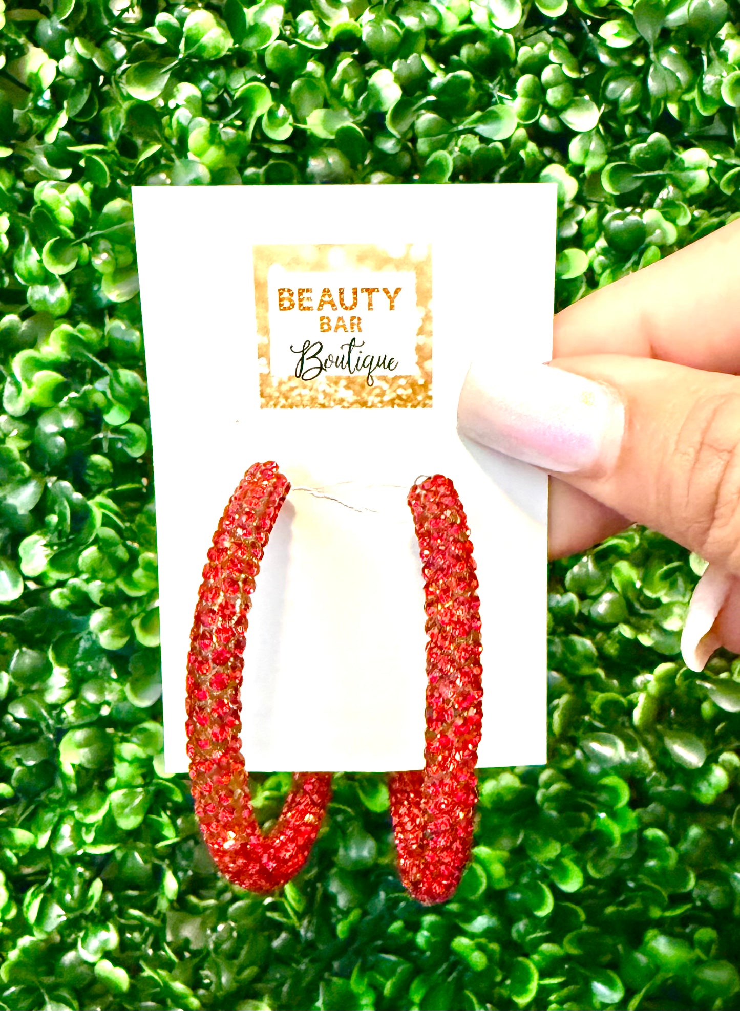 Red Bling Hoop Earrings