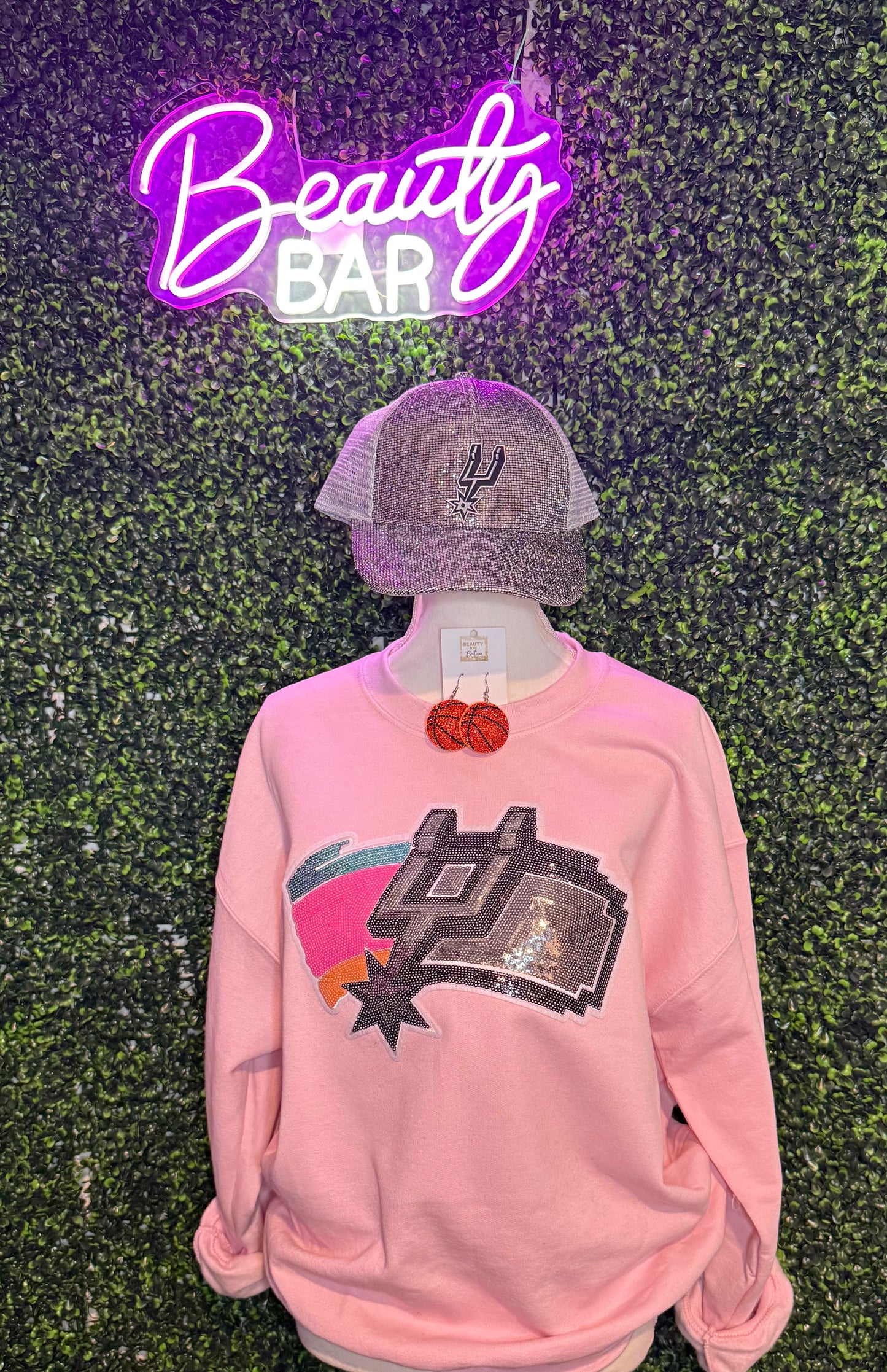 Spurs Pink Sequin Sweatshirt