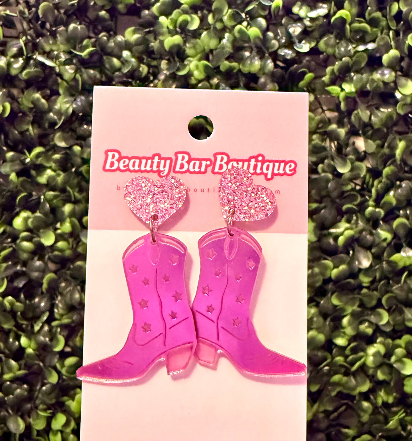 Pink Cowgirl Boot Earrings