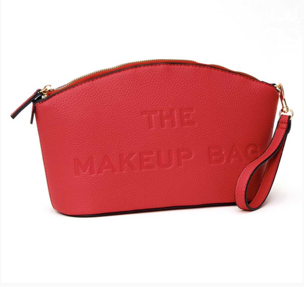 Red Embossed The Makeup Bag
