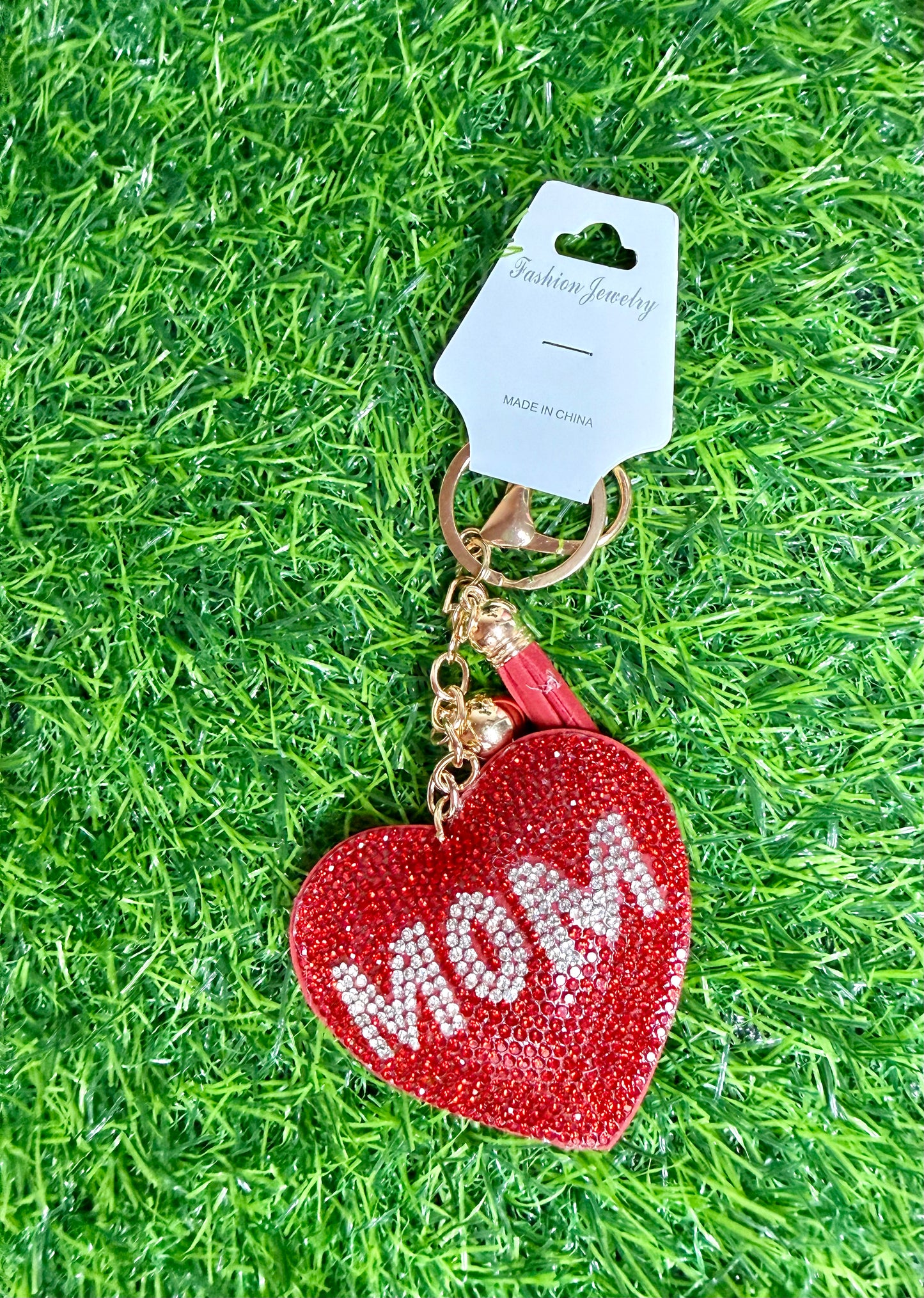 Mom Heart Bling Keychain