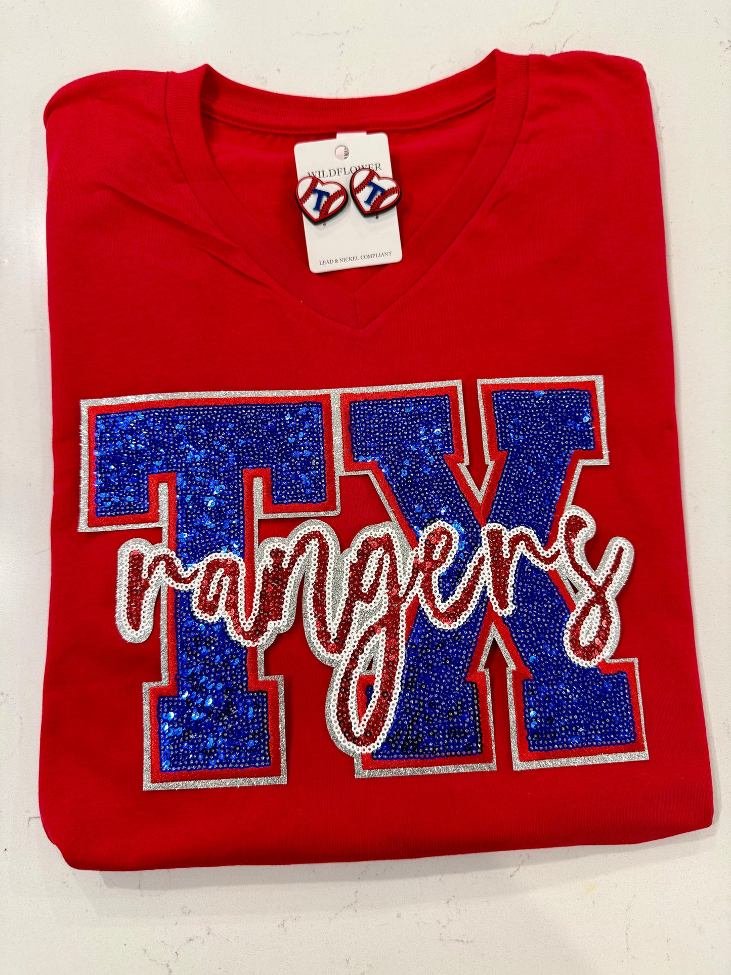 TX Rangers V-Neck Tee