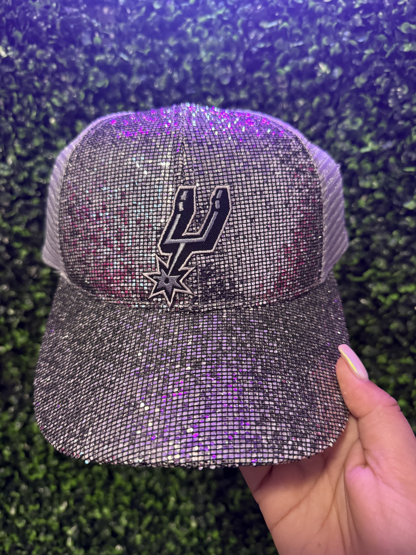 Sequin Silver Spurs Cap