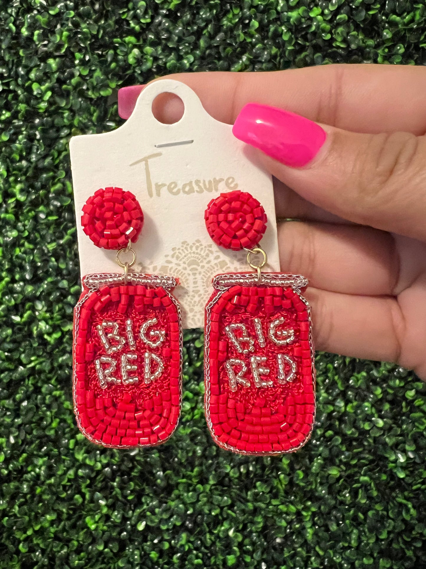 Big Red Beaded Earrings