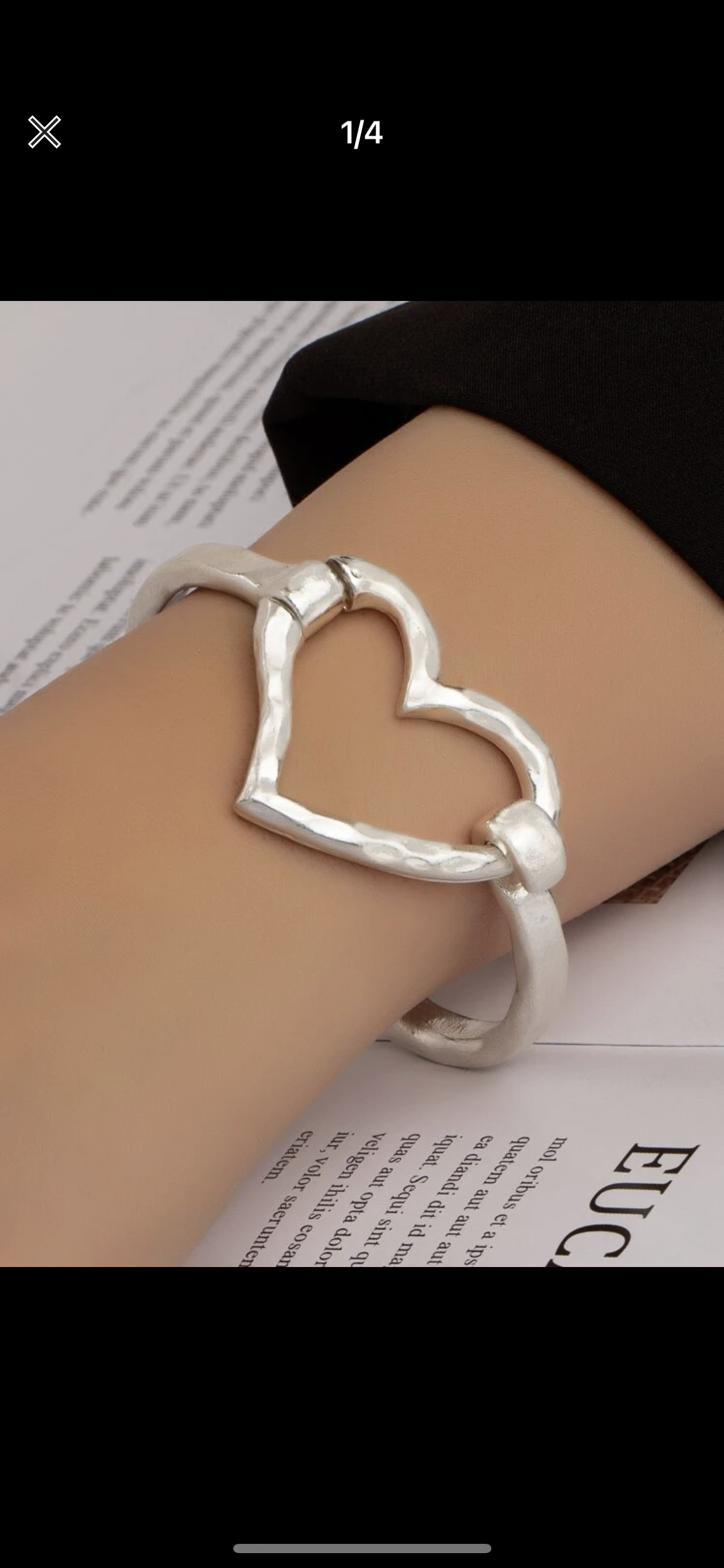 Heart Hammered Hook Bracelet