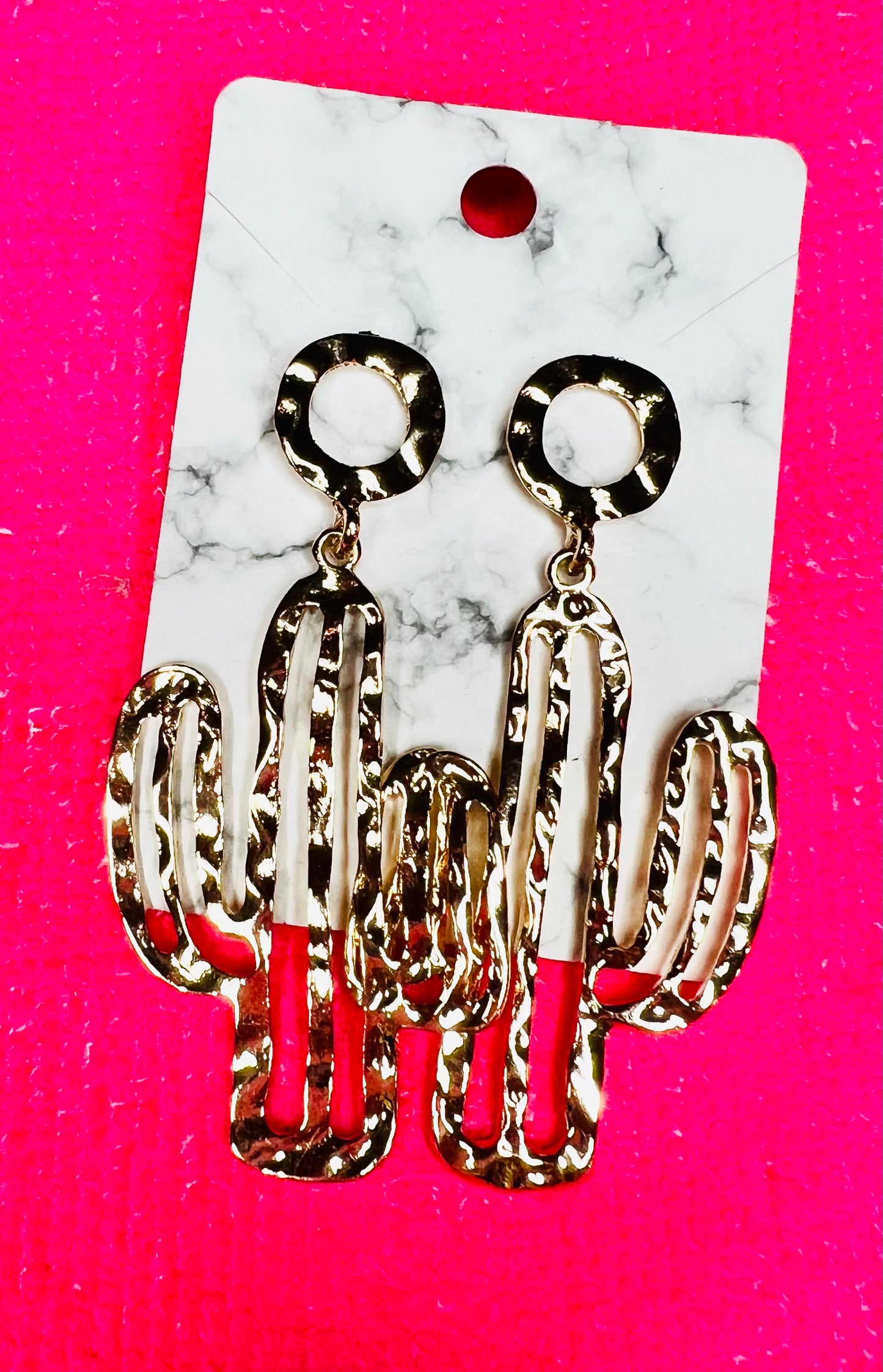 Hammered Cactus Earrings
