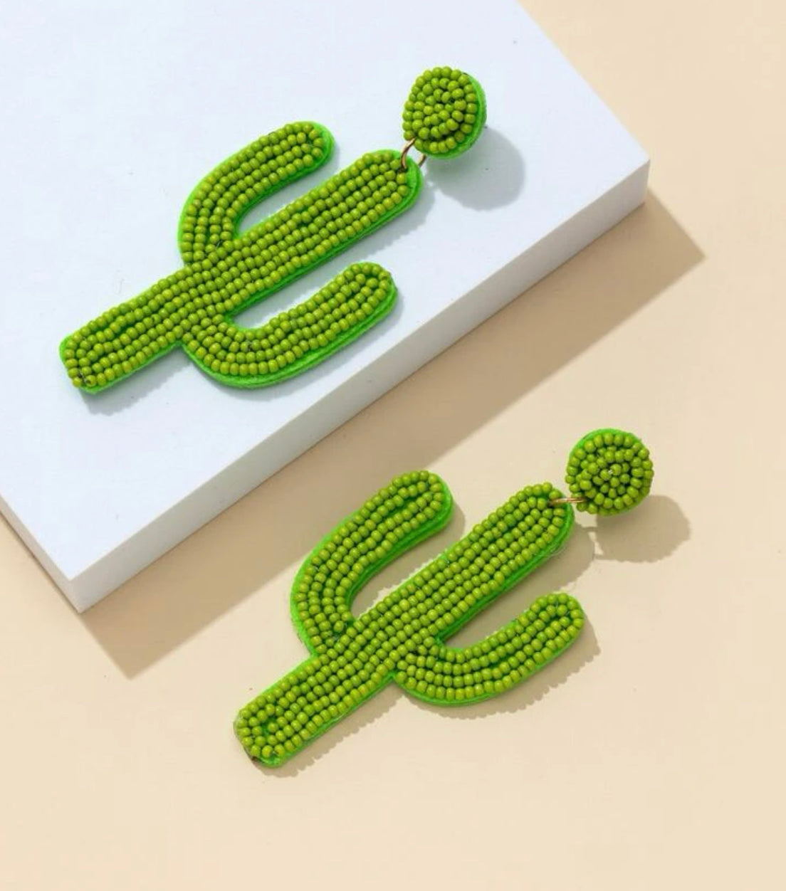 Beaded Cactus Earrings