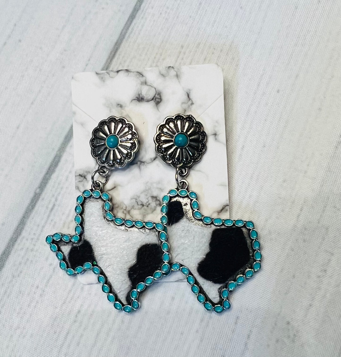 Turquoise Cowhide Earrings