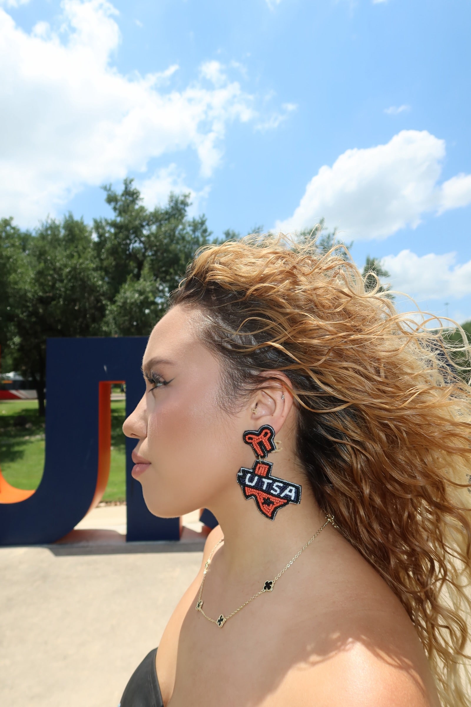 Beaded UTSA Earrings