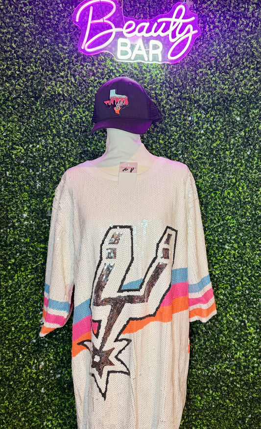 Spurs Sequin Dress/Top- White