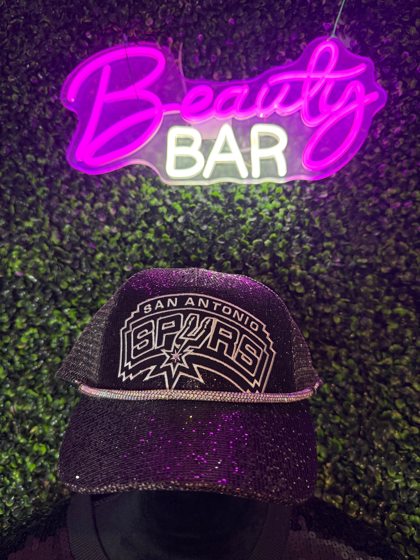 Black Sparkle Spurs Custom Cap