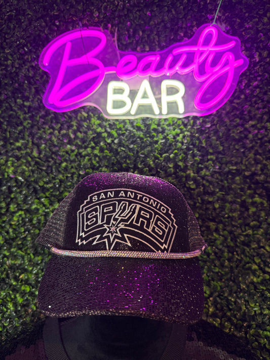 Black Sparkle Spurs Custom Cap