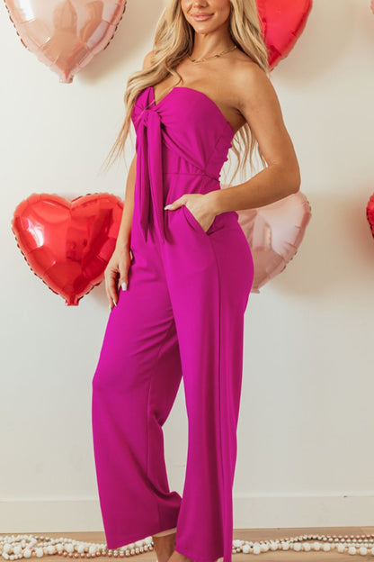 Lovely Girl Tied Tube Wide Leg Jumpsuit