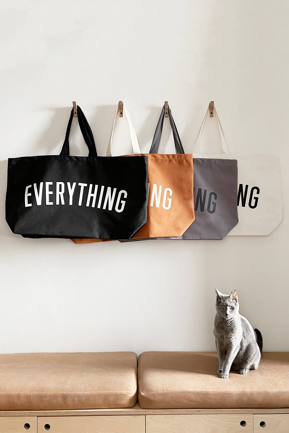 EVERYTHING Letter Print Large Canvas Tote Bag