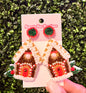 Gingerbread House Beaded Earrings