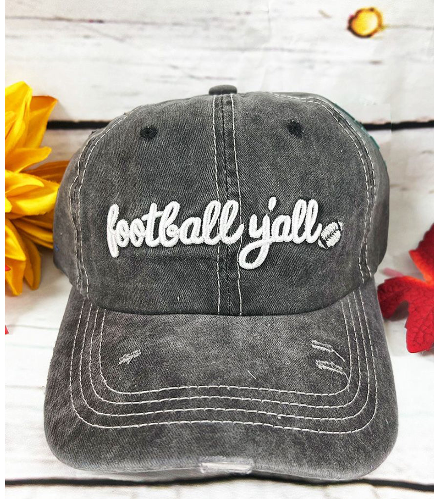 Football Y’all Embroidered Charcoal Hat