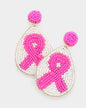 Pink Ribbon Beaded Earrings