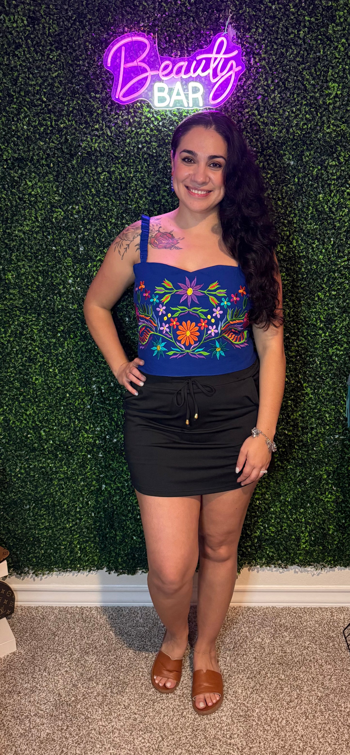 Fiesta Bonita Embroidered Top- Blue