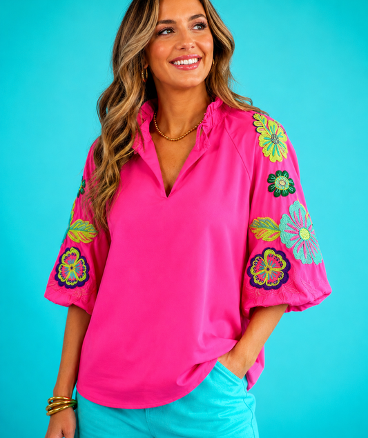 Vacation Vibe Embroidered Top