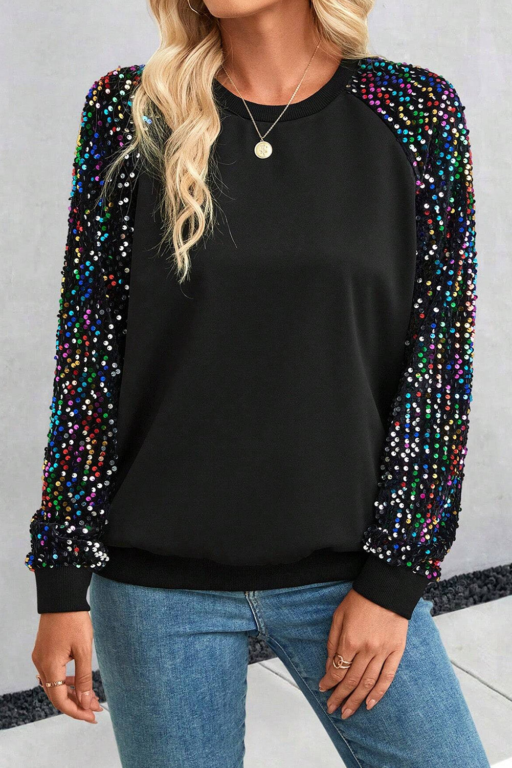 Midnight Lights Sequin Long Sleeve Blouse