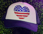 Rhinestone Patriotic Heart Cap