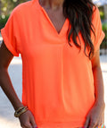 Spring Fling Blouse- Neon Coral