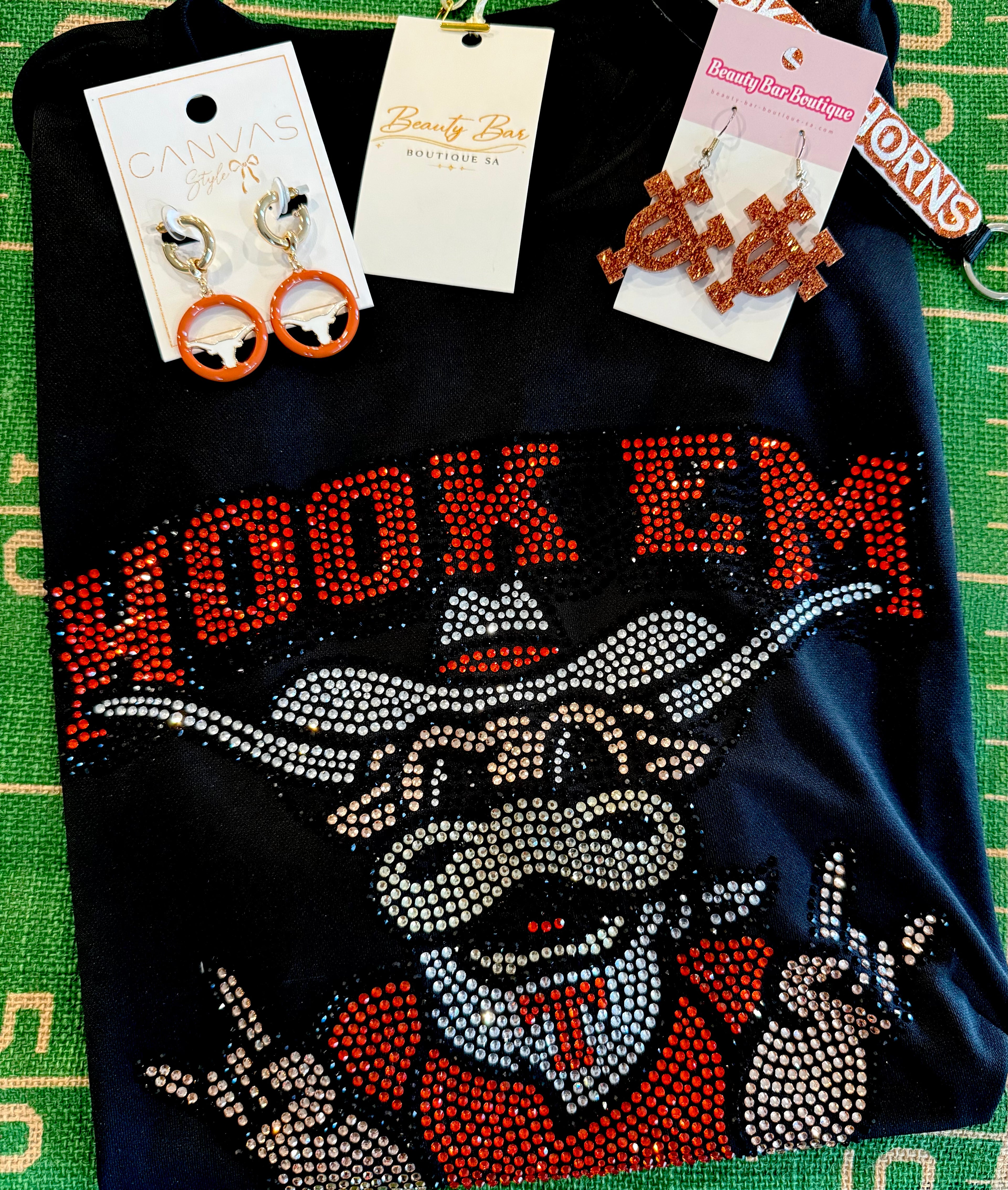Hook Em Horns Bevo Rhinestone Tee