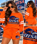 UTSA Rhinestone Varsity Sweatshirt/Shorts Set