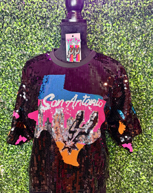 Viva Los Spurs Sequin Crop Top