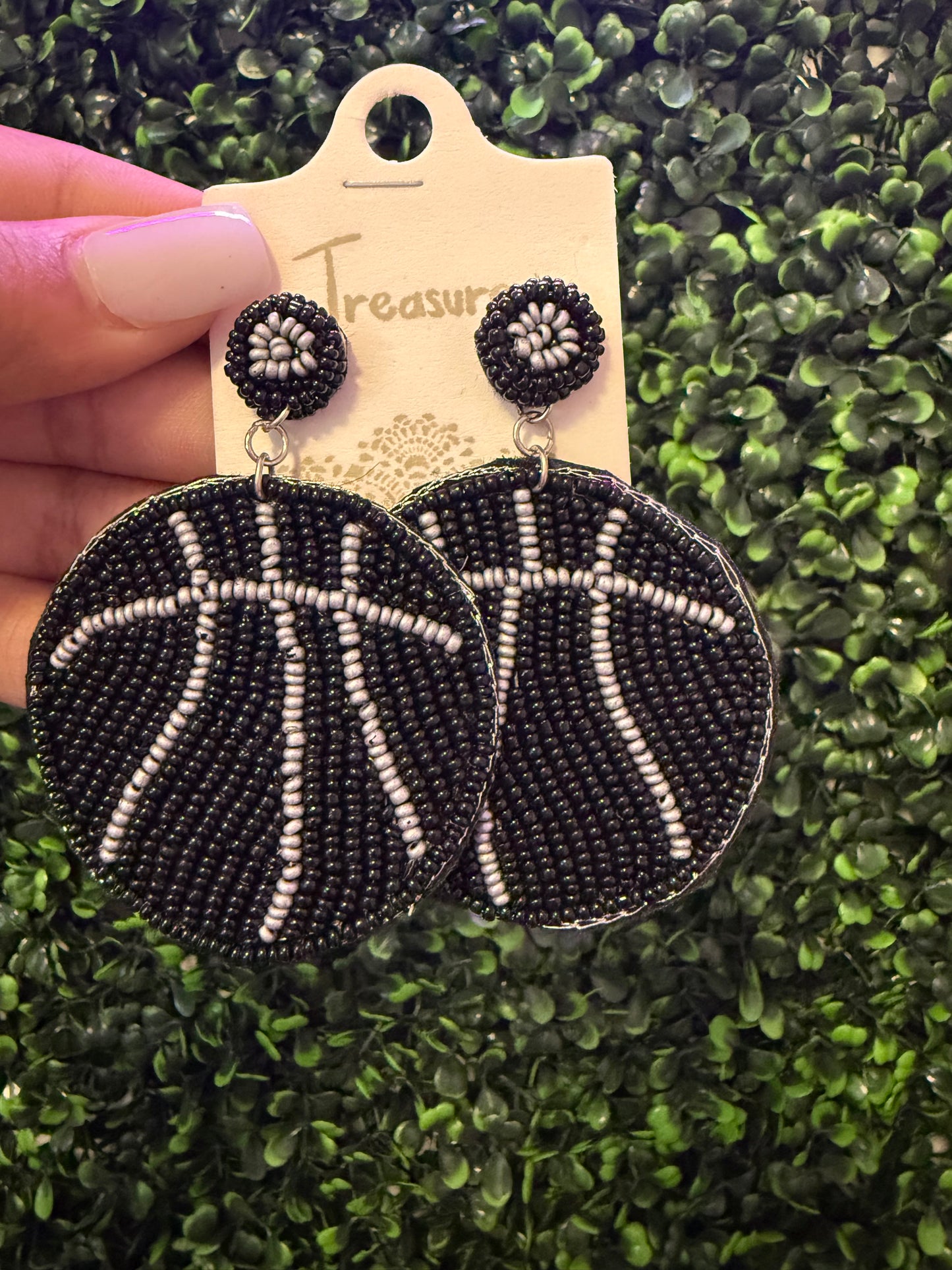 Basketball Beaded Earrings