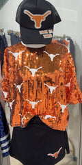Longhorns Sequin Game Day Crop Top