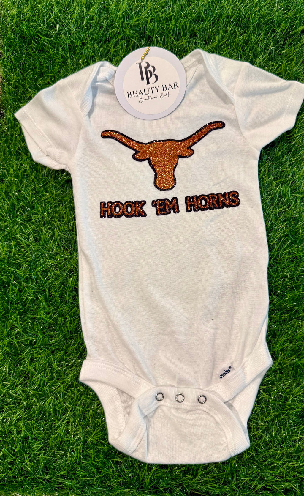 Hook ‘Em Horns Glitter Onesie