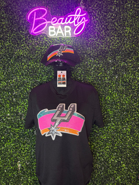 Spurs V-Neck Jersey- Black
